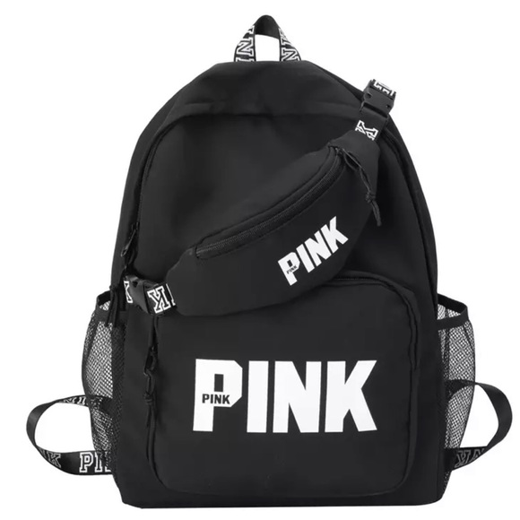 Handbags - 🆕 Black w/“PINK” Backpack bag and Waist Bag